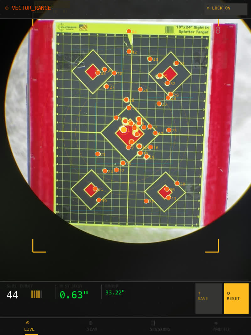 Vector Range live target detection view